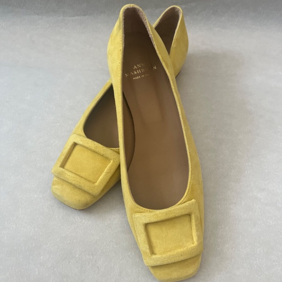 Ann Mashburn Chic Suede Buckle Cushioned Casual Shoe Flats in Citron Yellow 7.5 - Picture 5 of 13